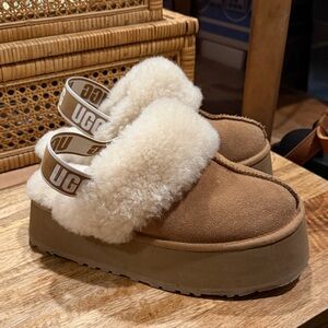 UGG Women's Brown Shearling Platform Mules